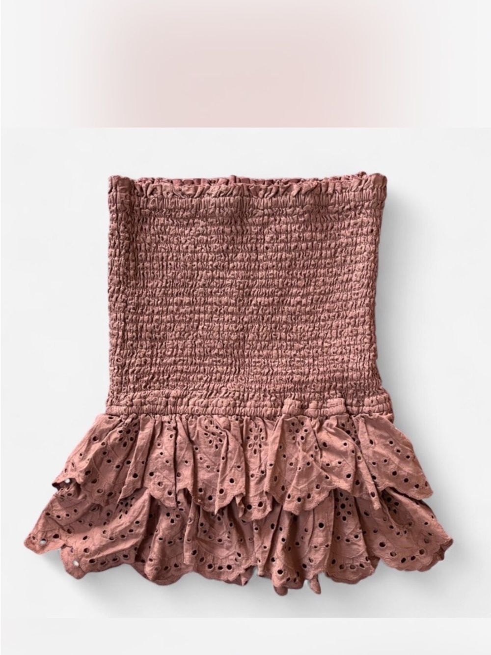 Smocked Tiered Eyelet Mini Skirt or tube top  - Dusty Rose